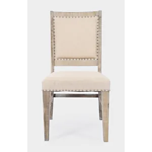 Fairview Transitional Modern Distressed 78\" Seven-Piece Upholstered Dining Set