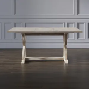 Fairview Transitional Herringbone Distressed Acacia Extension 78\" Dining Table