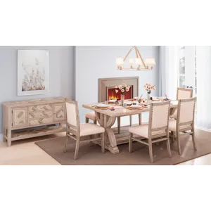 Fairview Transitional Herringbone Distressed Acacia Extension 78\" Dining Table