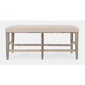 Fairview Transitional 52\" Backless Upholstered Counter Height Bench