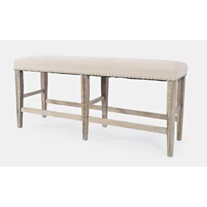 Fairview Transitional 52\" Backless Upholstered Counter Height Bench