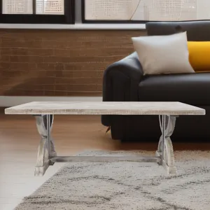 Fairview Transitional Herringbone Distressed Acacia Coffee Table