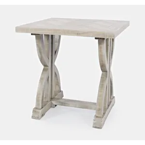 Fairview Transitional Herringbone Distressed Acacia End Table