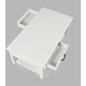 North Fork 2 Drawer Castered Coffee Table - White