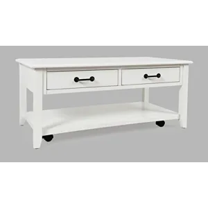 North Fork Acacia 2 Drawer Coffee Table With Casters