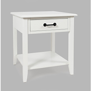 North Fork End Table with Drawer - White