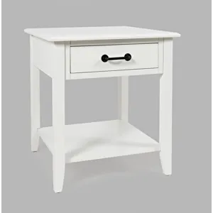 North Fork End Table with Drawer - White