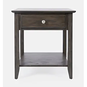 Modern Espresso Traditional End Table With Drawer And Shelf