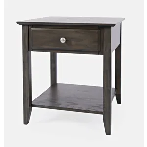 Modern Espresso Traditional End Table With Drawer And Shelf