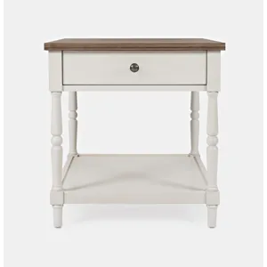 Grafton Farms Country Farmhouse End Table With Drawer