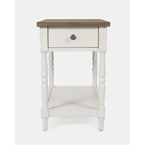 Grafton Farms Country Farmhouse USB Charging Chair Side Table