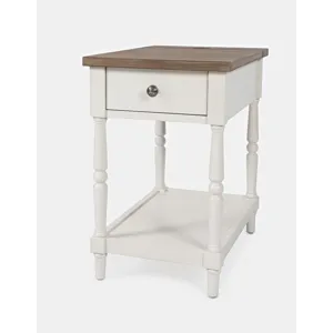 Grafton Farms Country Farmhouse USB Charging Chair Side Table