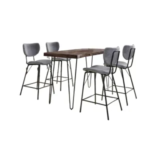 Nature\'s Edge Solid Acacia Five Piece Counter Height Dining Set With Modern Upholstered Faux Leathe