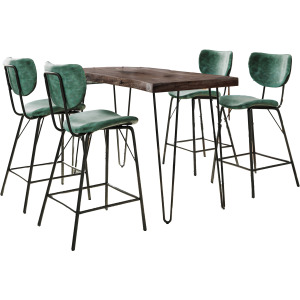 Nature's Edge 5 Piece Counter Set With Modern Barstools