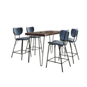 Nature\'s Edge Solid Acacia Five Piece Counter Height Dining Set With Modern Upholstered Faux Leathe