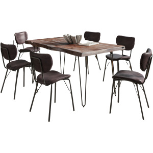 Nature's Edge 60 Inch Seven Piece Upholstered Dining Set