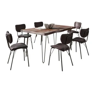 Nature\'s Edge 60\" Seven Piece Modern Dining Set With Upholstered Contemporary Chairs Slate And Dar