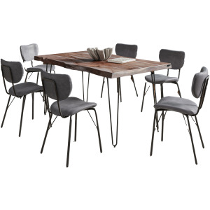 Nature's Edge 60 Inch Seven Piece Upholstered Dining Set
