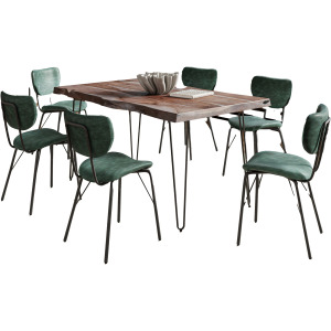 Nature's Edge 60 Inch Seven Piece Upholstered Dining Set