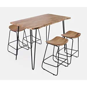 Nature\'s Edge Solid Acacia 52\" Five-Piece Counter Height Dining Set With Backless Barstools