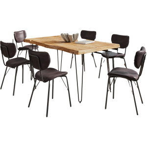 Nature's Edge 60 Inch Seven Piece Upholstered Dining Set