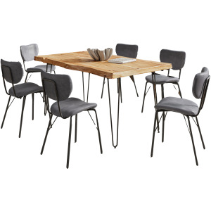 Nature's Edge 60 Inch Seven Piece Upholstered Dining Set