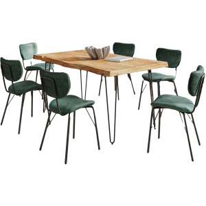 Nature's Edge 60 Inch Seven Piece Upholstered Dining Set
