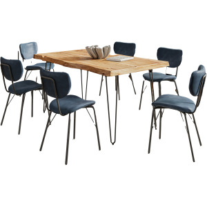 Nature's Edge 60 Inch Seven Piece Upholstered Dining Set