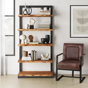 Nature\'s Edge Solid Acacia 5 Shelf Bookcase