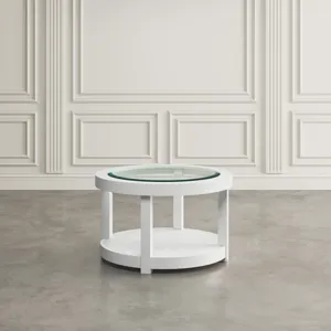 Urban Icon Contemporary Round Glass Inlay Coffee Table