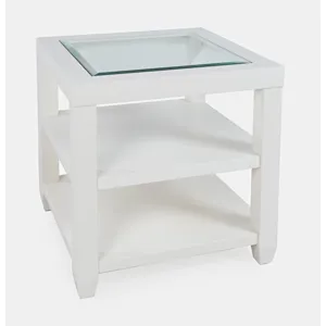 Square End Table, White