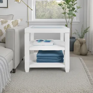 Urban Icon Contemporary Glass Inlay End Table With Storage