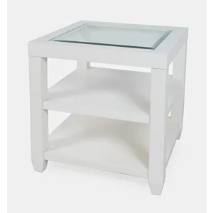 Urban Icon Contemporary Glass Inlay End Table With Storage