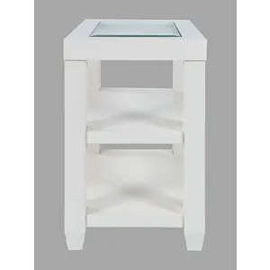 Urban Icon Contemporary Glass Inlay Chair Side End Table With Storage