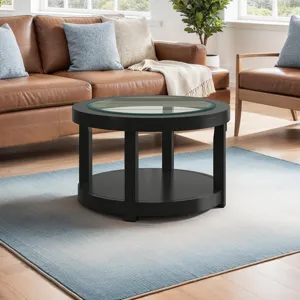 Urban Icon Contemporary Round Glass Inlay Coffee Table