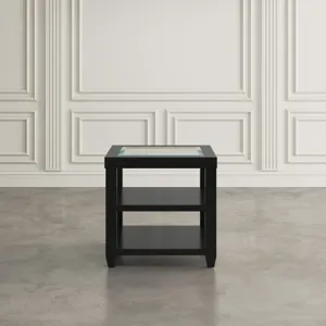 Urban Icon Contemporary Glass Inlay End Table With Storage