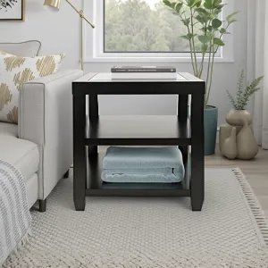 Urban Icon Contemporary Glass Inlay End Table With Storage