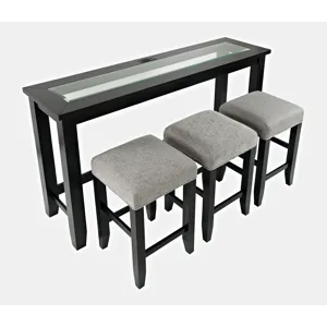 Urban Icon Contemporary 4 Piece Counter Height 66\" Dining Table Set With USB Charging