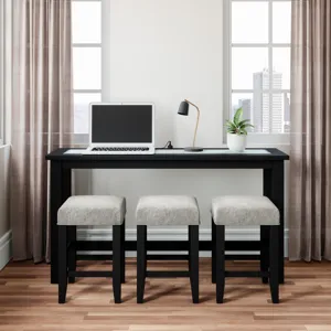 Urban Icon Contemporary 4 Piece Counter Height 66\" Dining Table Set With USB Charging