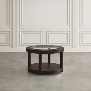 Urban Icon Contemporary Round Glass Inlay Coffee Table