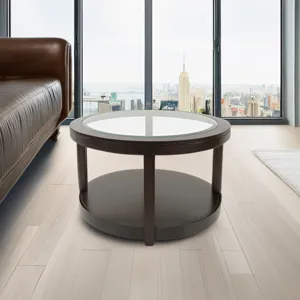 Urban Icon Contemporary Round Glass Inlay Coffee Table