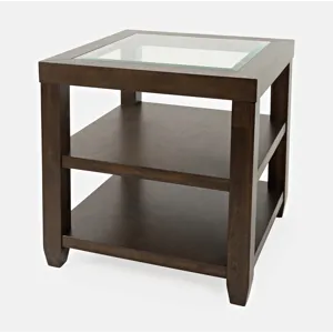 Urban Icon Contemporary Glass Inlay End Table With Storage