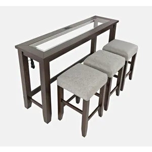 Urban Icon Contemporary 4 Piece Counter Height 66\" Dining Table Set With USB Charging