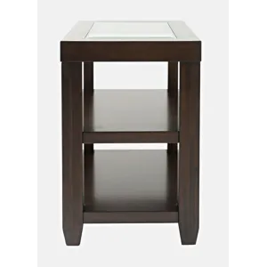 Urban Icon Contemporary Glass Inlay Chair Side End Table With Storage