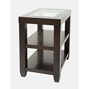 Urban Icon Contemporary Glass Inlay Chair Side End Table With Storage