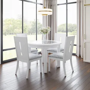 Urban Icon Contemporary 42\" Round Glass Inlay Dining Table