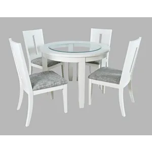 Urban Icon Contemporary 42\" Round Five-Piece Dining Set With Upholstered Chairs