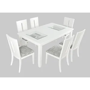 Urban Icon Contemporary 66\" Seven-Piece Dining Set With Upholstered Chairs