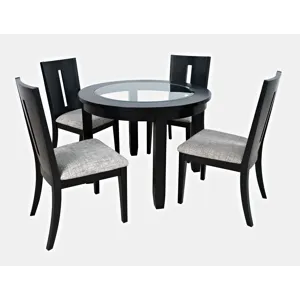 Urban Icon Contemporary 42\" Round Five-Piece Dining Set With Upholstered Chairs