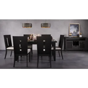 Urban Icon Contemporary 66\" Seven-Piece Dining Set With Upholstered Chairs